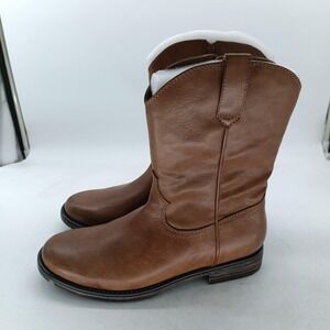 Frye & Co Marvin Boots Mens Size 9 Brown PU Western Side Zip Round Toe #99